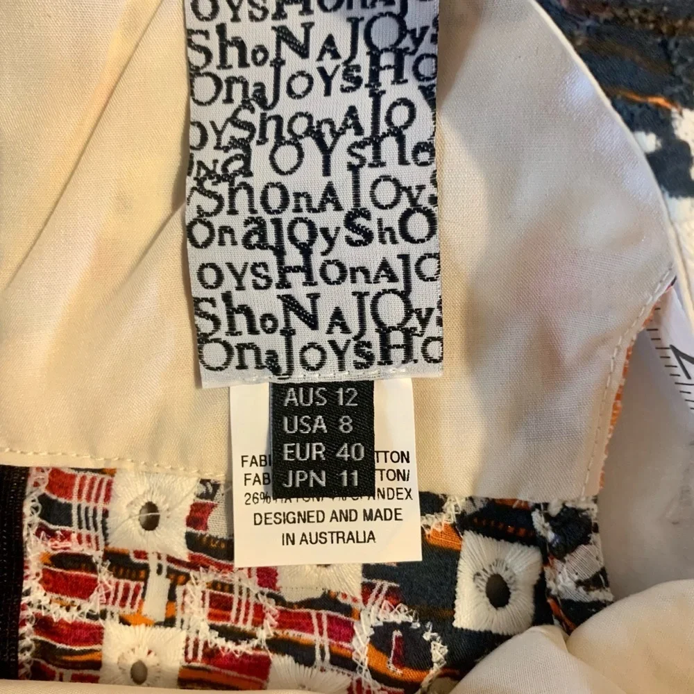Shona Joy Embroidered Sleeveless Sheath Cotton Summer Dress Womens Size 8 - Picture 8 of 11